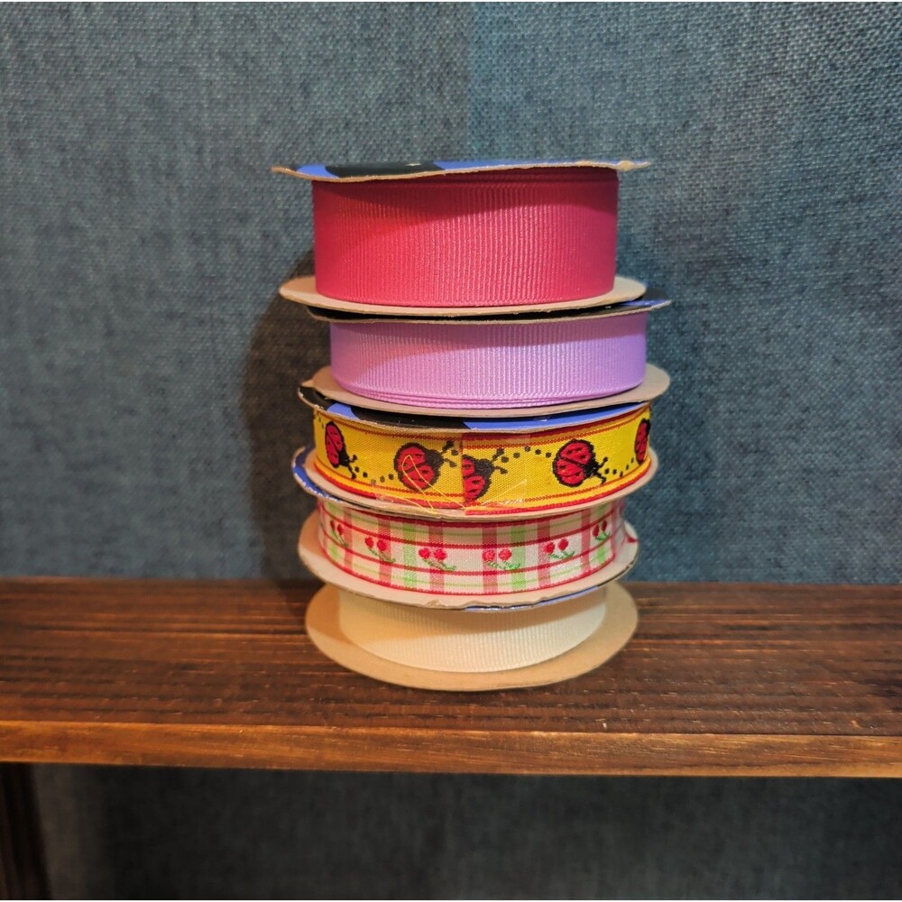 Offray Ribbon Lot 5 Ladybug Cherry Solid Spring Craft Destash - Picture 2 of 16